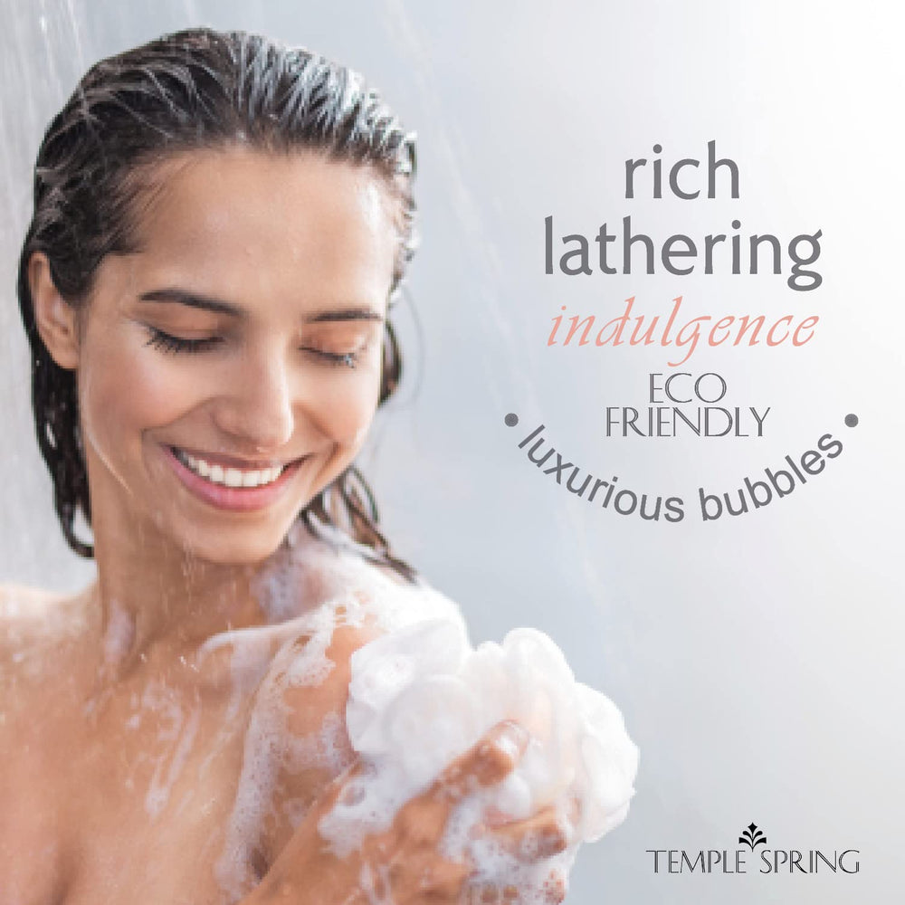 Temple Spring hand-fit loofah shows comfortable grip and durability.