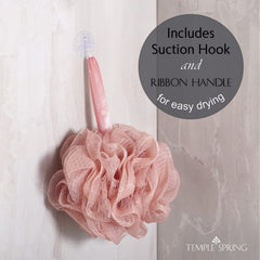 Temple Spring shower loofah 3-pack highlights versatile multi-use set.