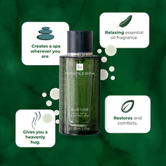 TEMPLESPA QUIETUDE spray application on skin supports quick wind-down moments