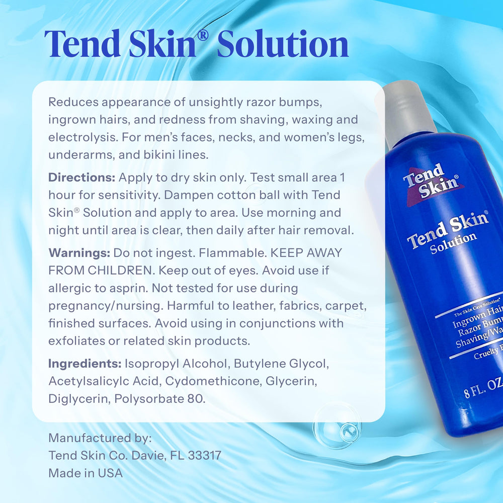 Tend Skin solution close-up liquid texture conveys purity and versatile use.