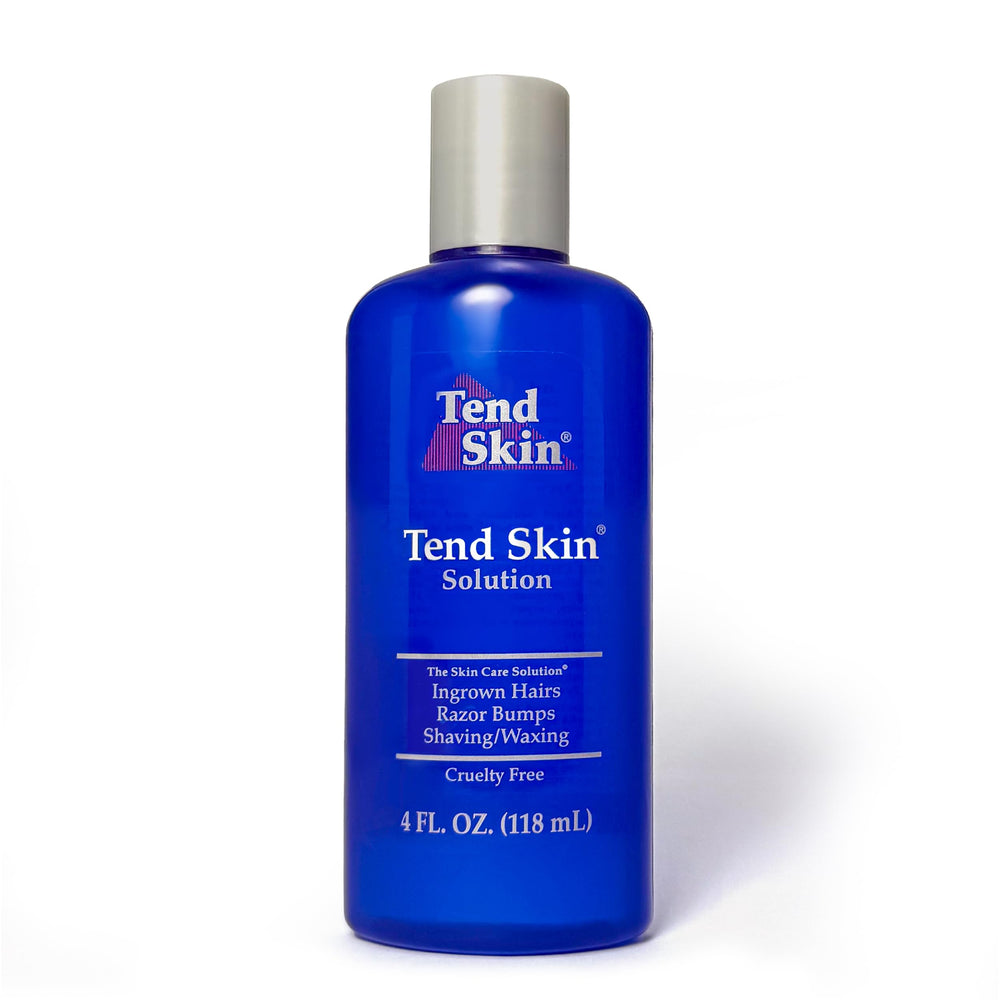 Tend Skin bottle close-up for post-shave care and smoother skin.