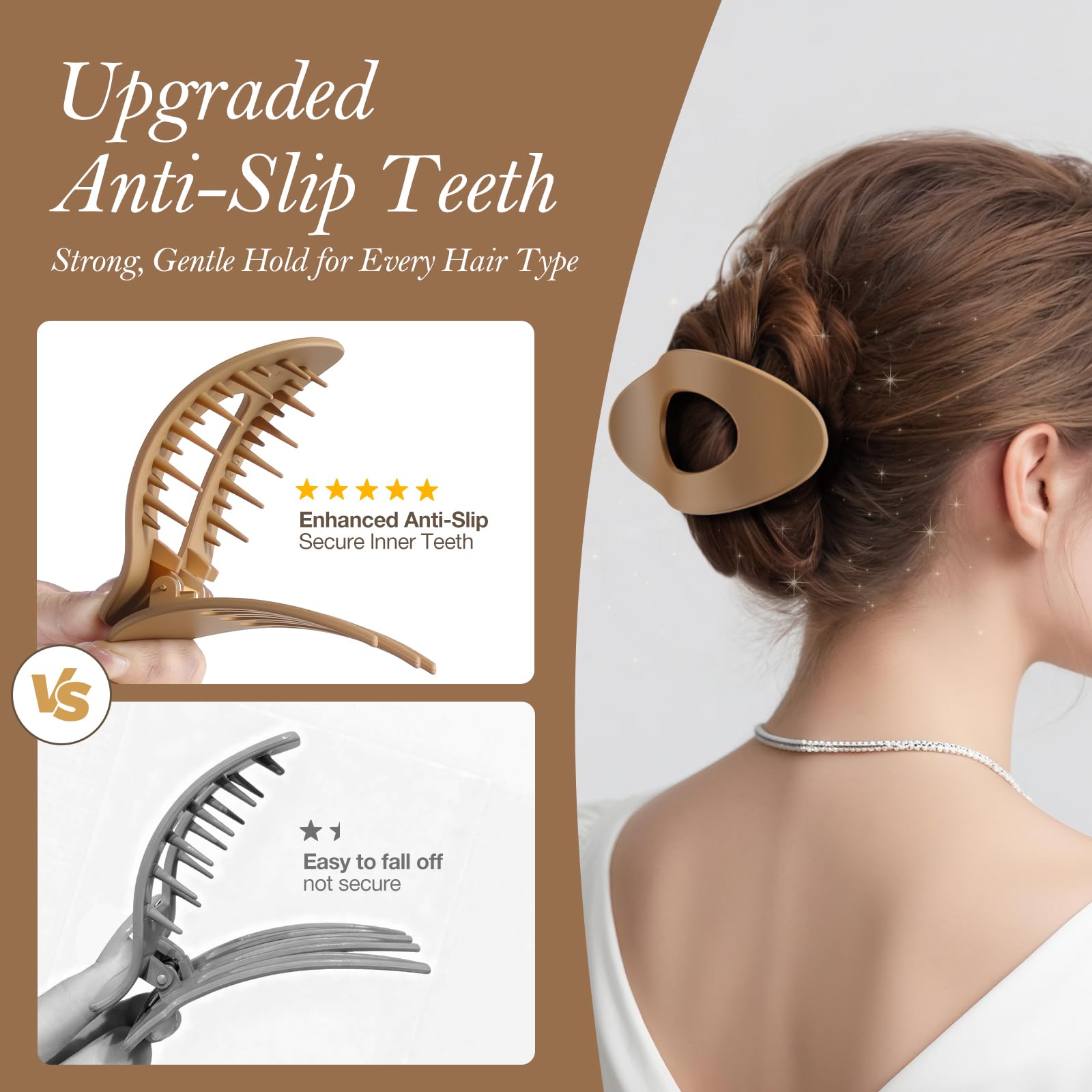 Tengantongda upgraded flat clips closeup shows enhanced teeth for slip resistance.