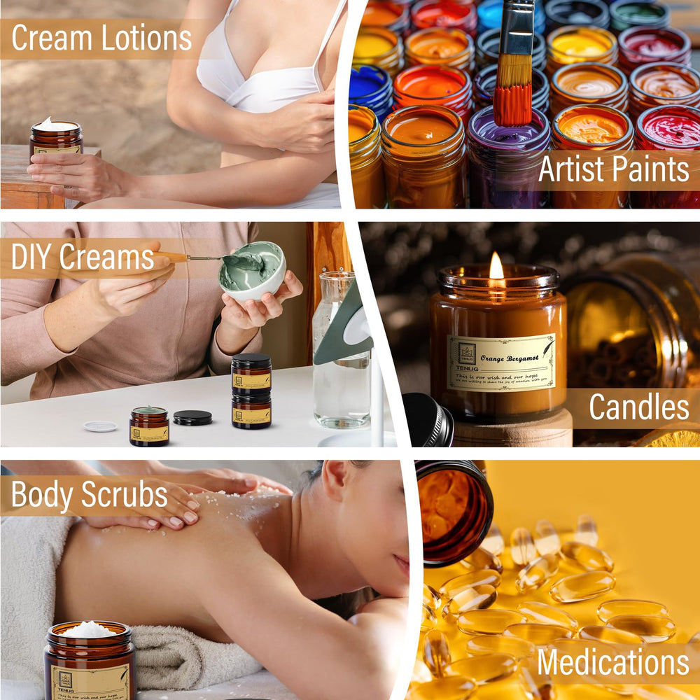 TENLIG amber jar for candles and skincare; UV protection preserves freshness.
