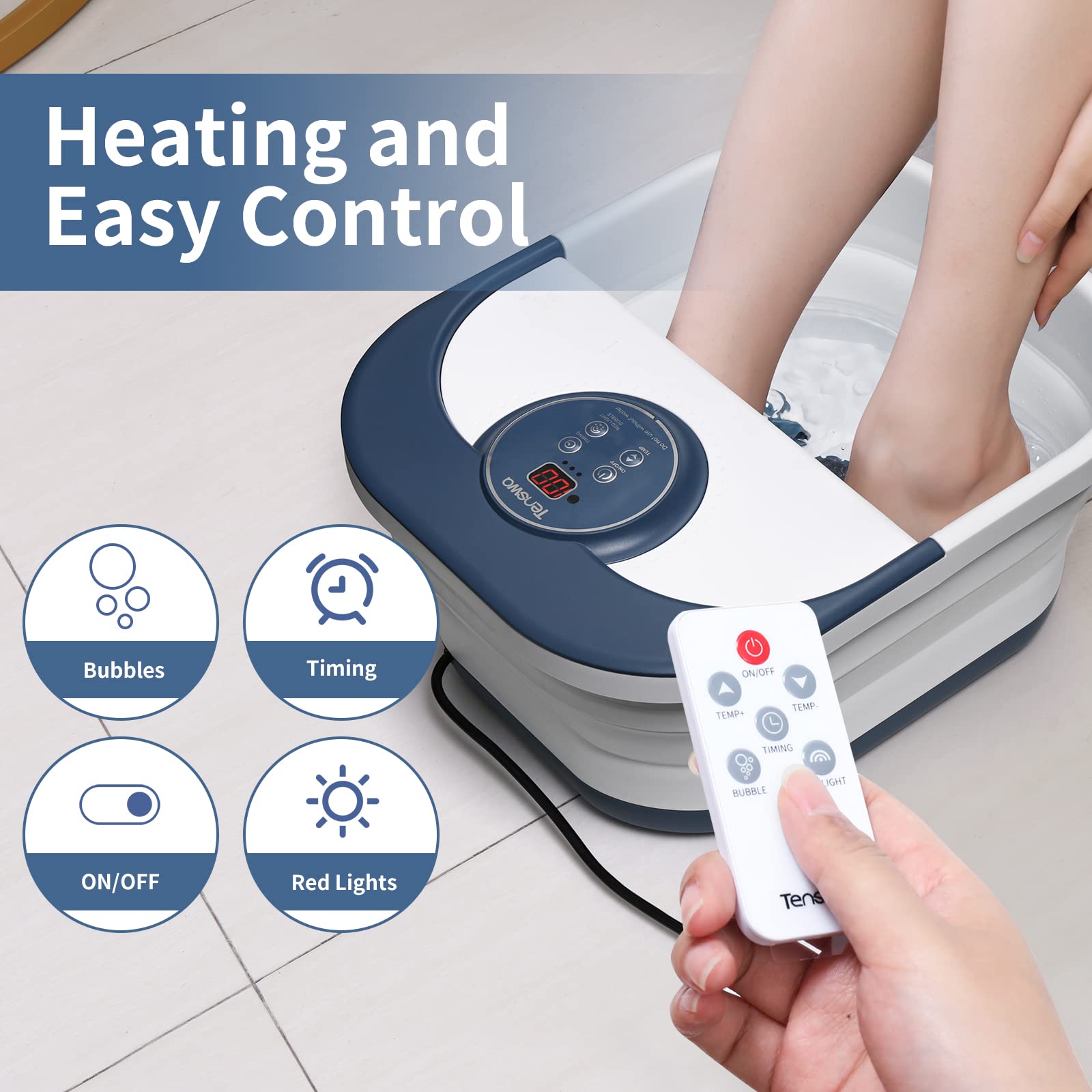 Tenswa oxygen bubble foot bath therapy highlighting soothing bubbles for foot relaxation.