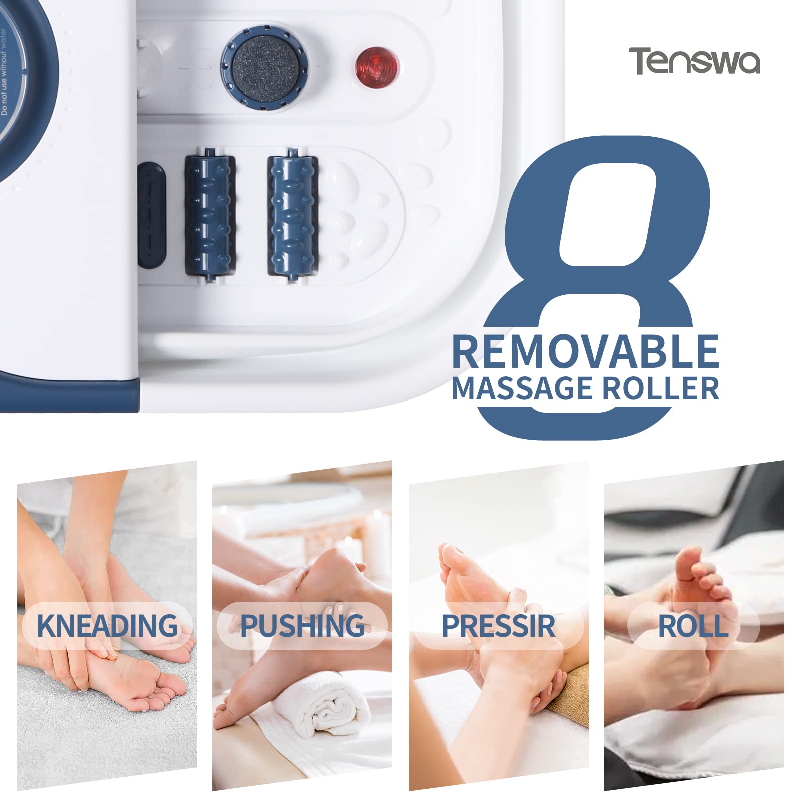 Tenswa remote control foot spa operation enabling easy temperature adjustments from a chair.