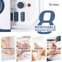 Tenswa remote control foot spa operation enabling easy temperature adjustments from a chair.