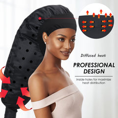 TEPENAR hands-free drying with neck and ear protection for comfortable sessions.