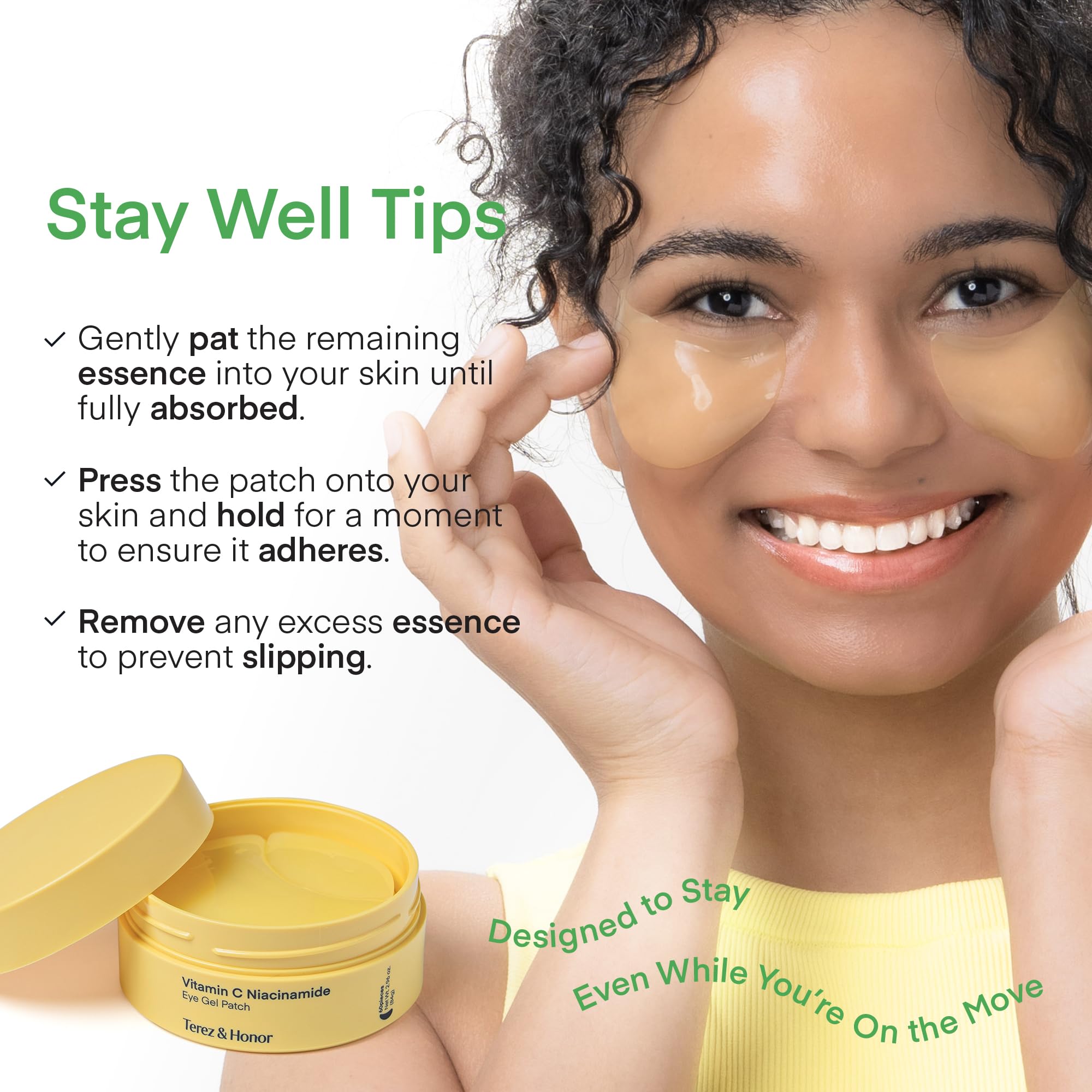 Travel-ready case open with TEREZ & HONOR eye patches for on-the-go routine.