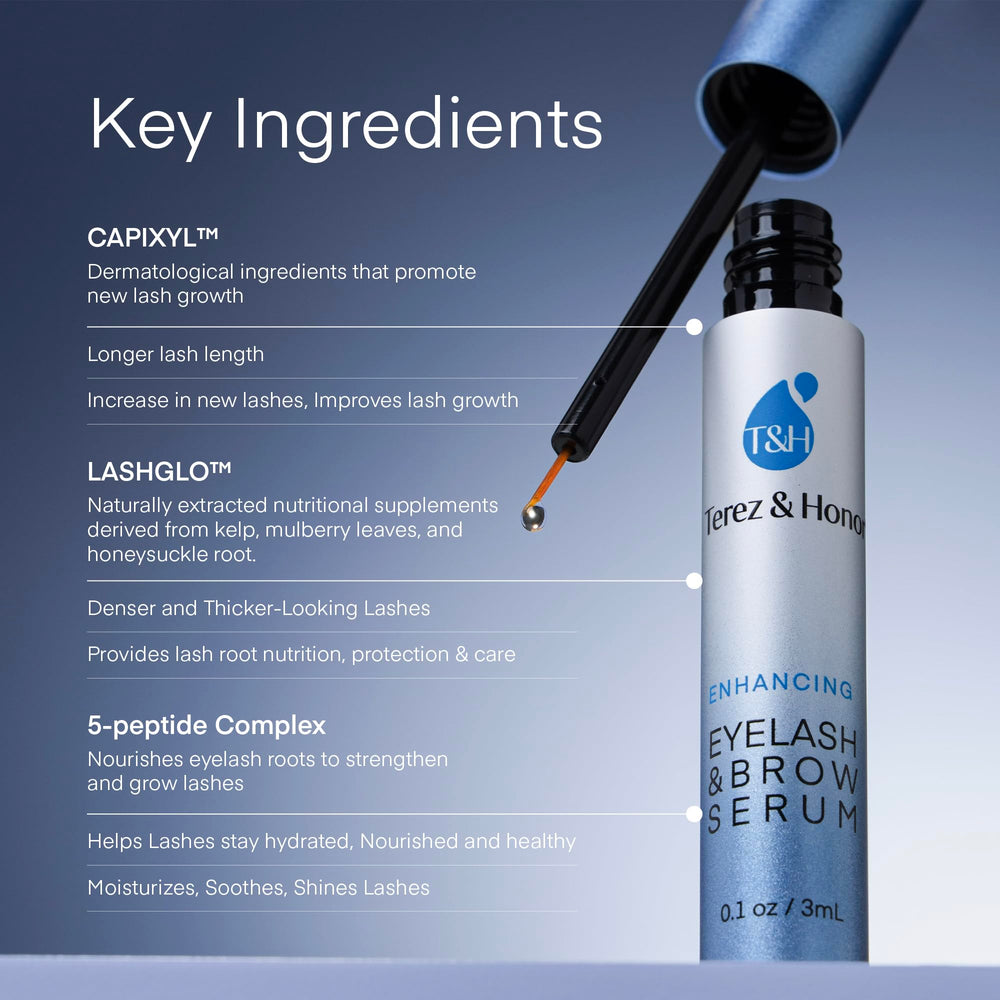 TEREZ & HONOR eyebrow serum applicator close-up for precise brow treatment