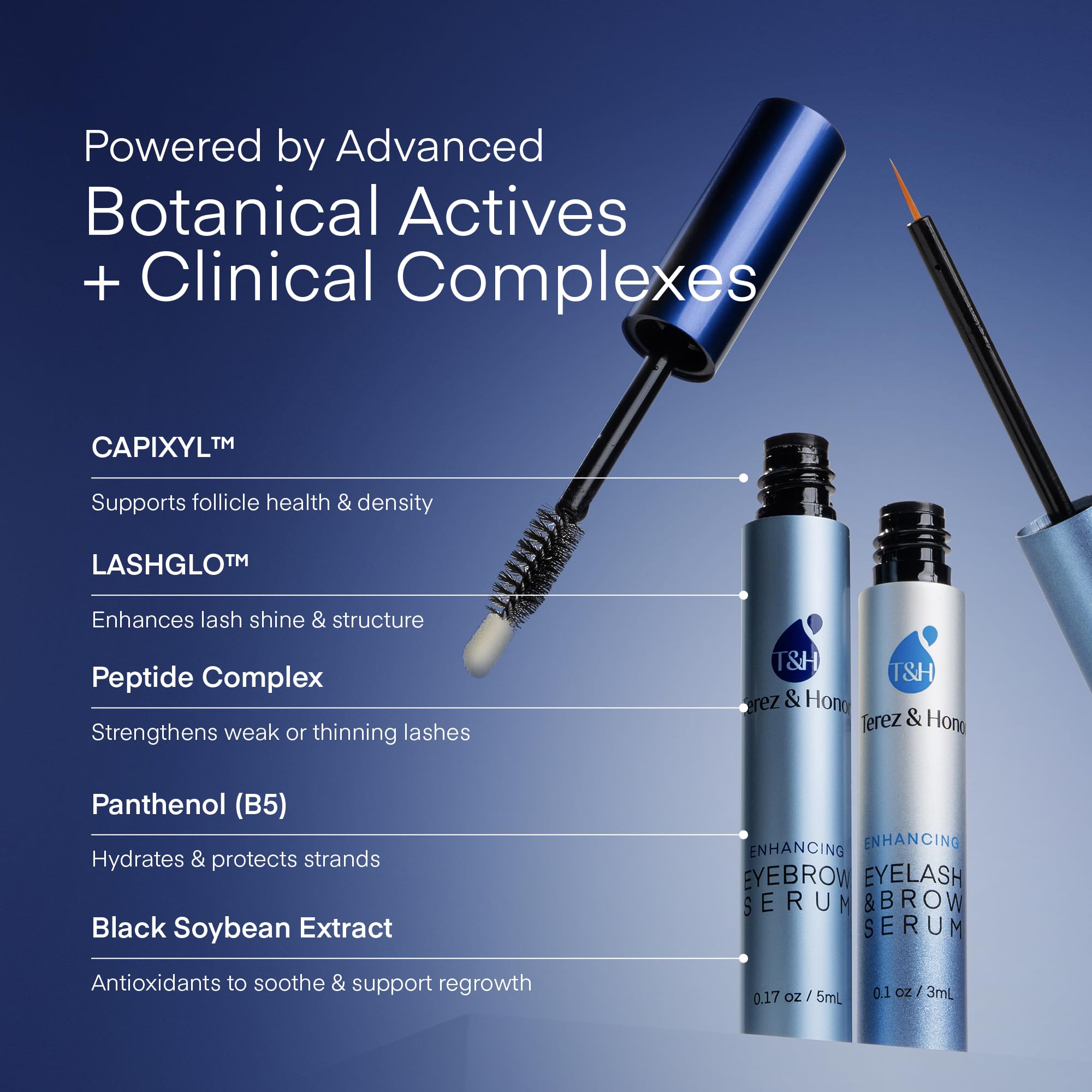 TEREZ & HONOR Eyebrow Serum tube for brow conditioning.