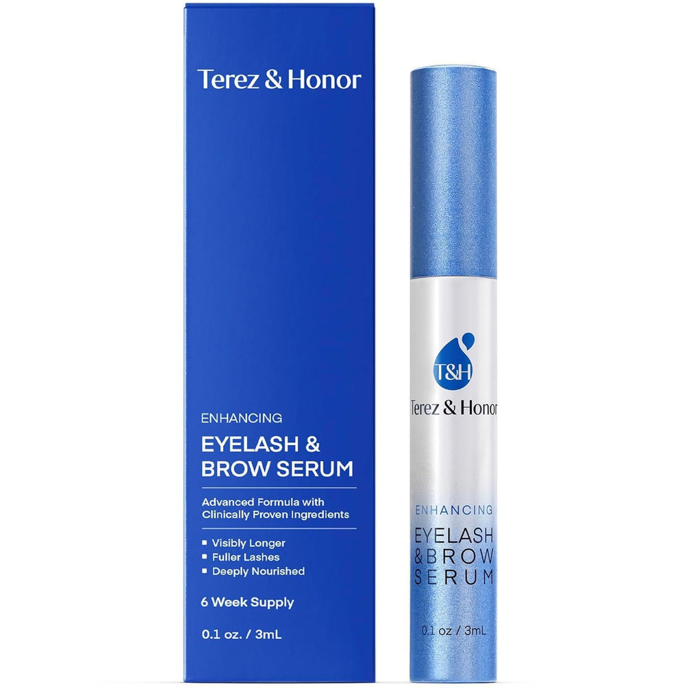 TEREZ & HONOR eyelash serum bottle with precision applicator for daily lash care.