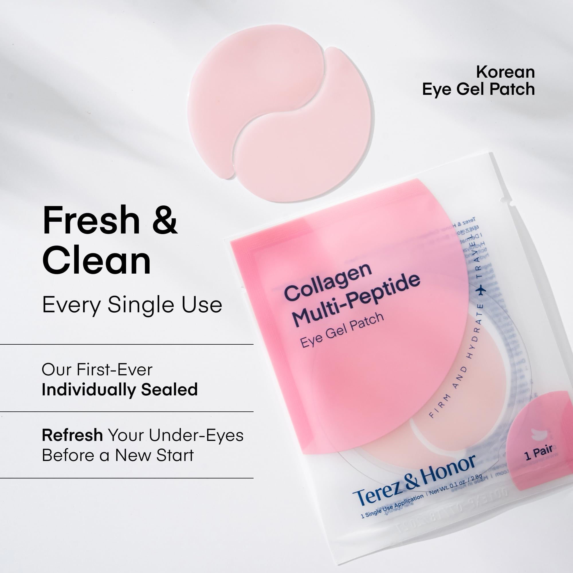 TEREZ & HONOR eye patches are ideal for travel, meetings, or post-flight skincare routines.