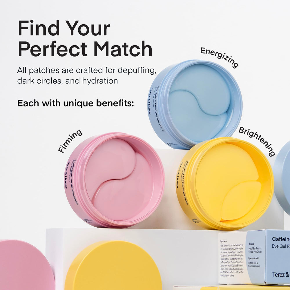 TEREZ & HONOR eye patches reduce puffiness for a refreshed look.