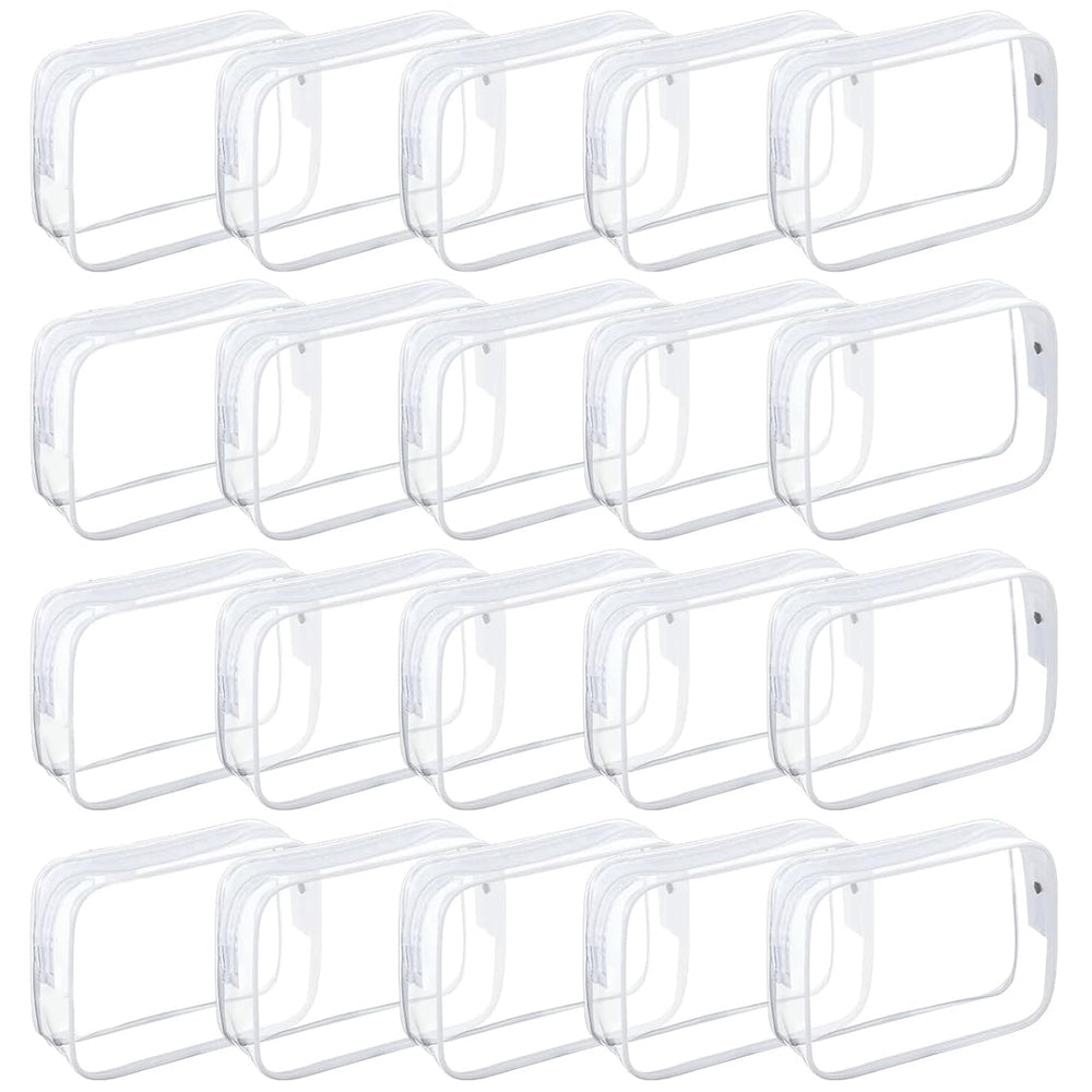 Tergy clear cosmetics bag with zipper open for quick travel makeup access