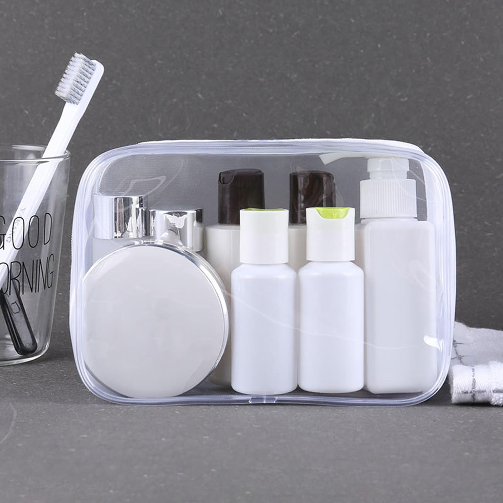 Tergy waterproof PVC toiletry bag protects cosmetics in damp bathrooms