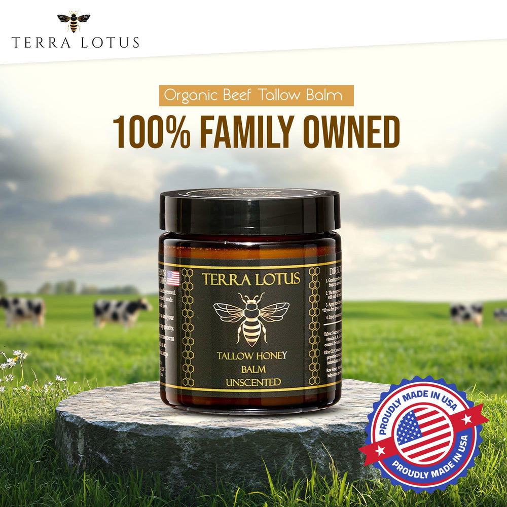 Terra Lotus balm applied to the face demonstrates quick-absorbing hydration.