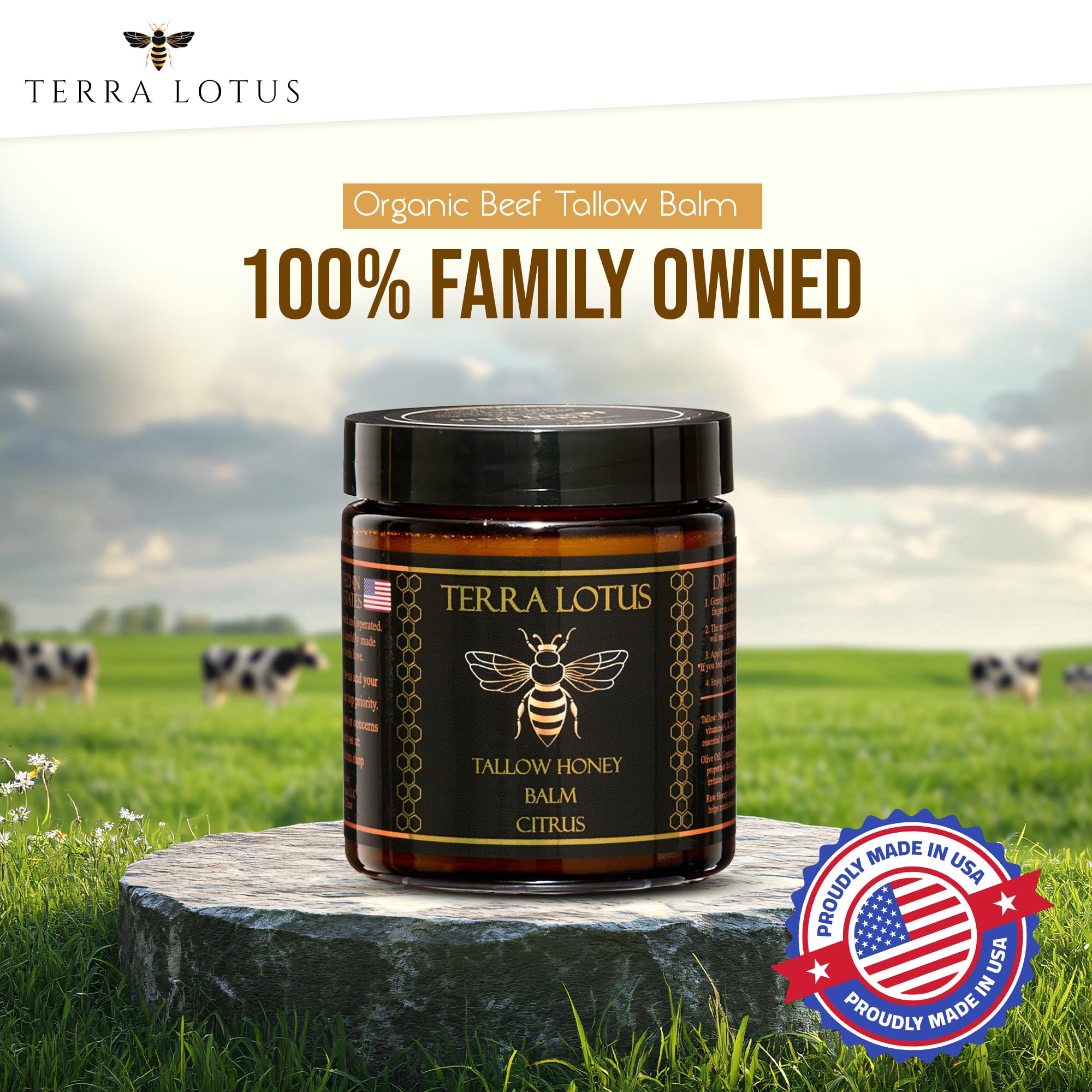 Terra Lotus honey tallow balm application demonstrates easy, even facial and hand moisturization.
