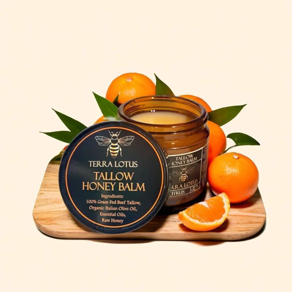Terra Lotus lavender balm in use with calming aroma supports a relaxing skincare routine.