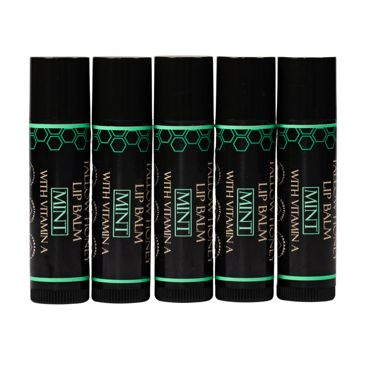 Terra Lotus lip balm tube mint shows mint scented hydration for soft lips on the go