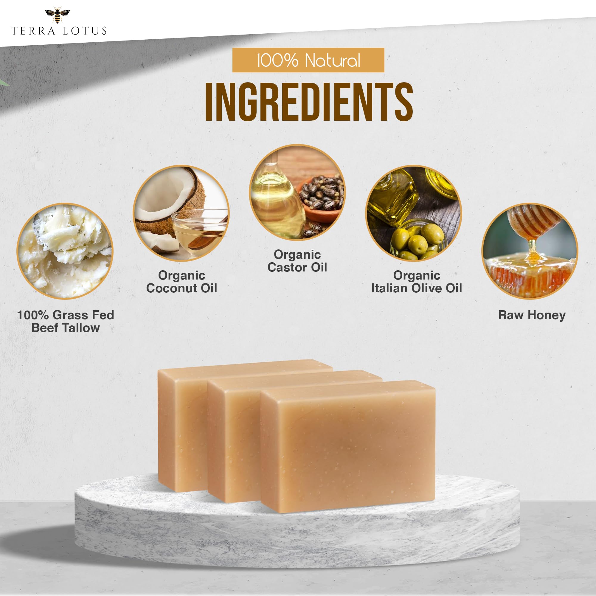 Terra Lotus tallow soap creamy-lather image illustrating gentle cleansing.
