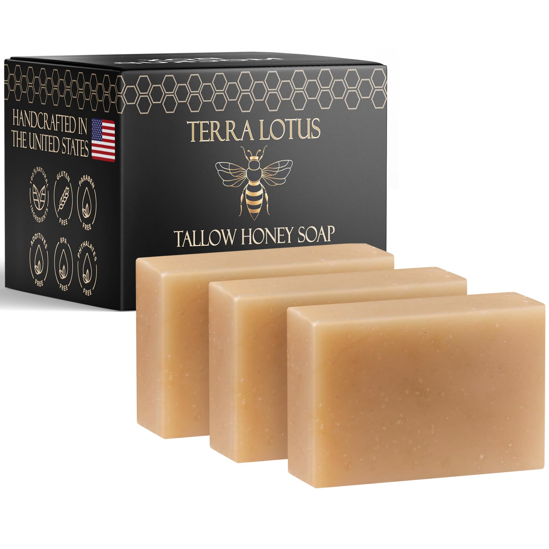 Terra Lotus tallow soap unscented pack front for gentle cleansing