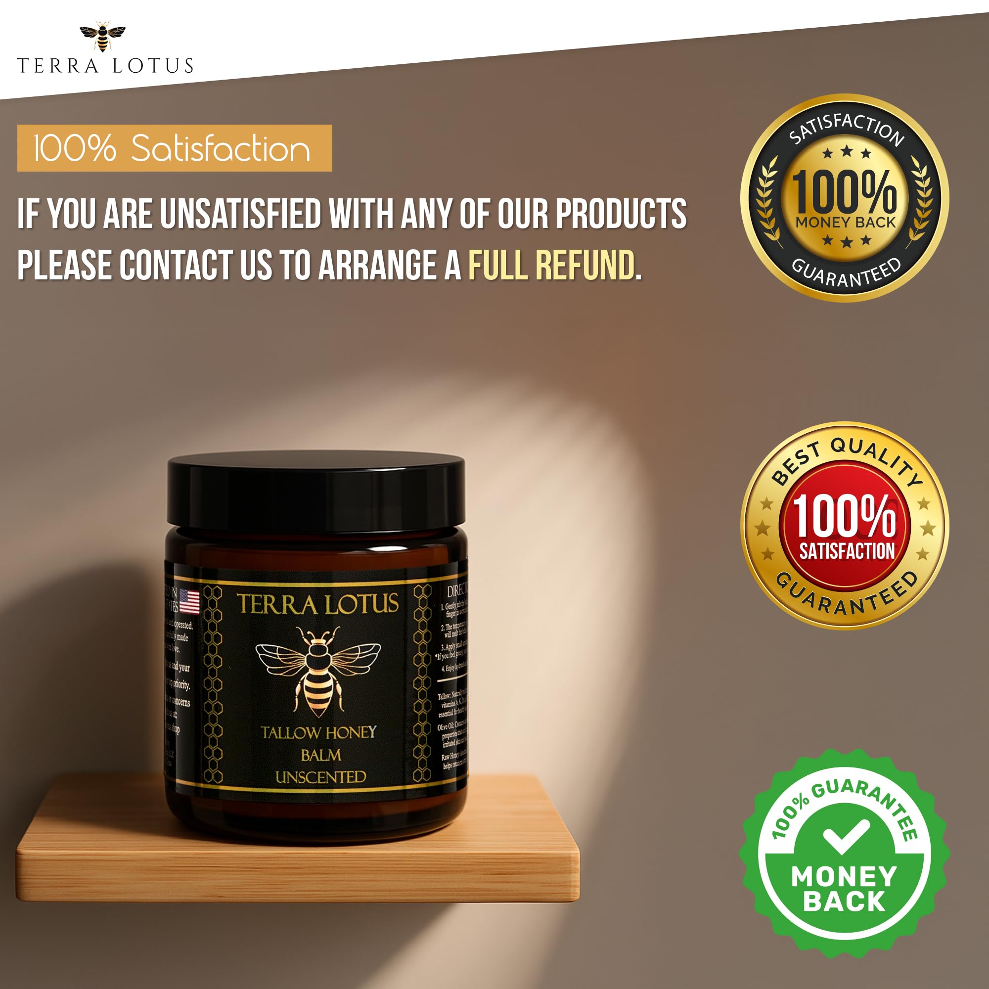 Terra Lotus unscented balm label emphasizes fragrance-free skincare options.