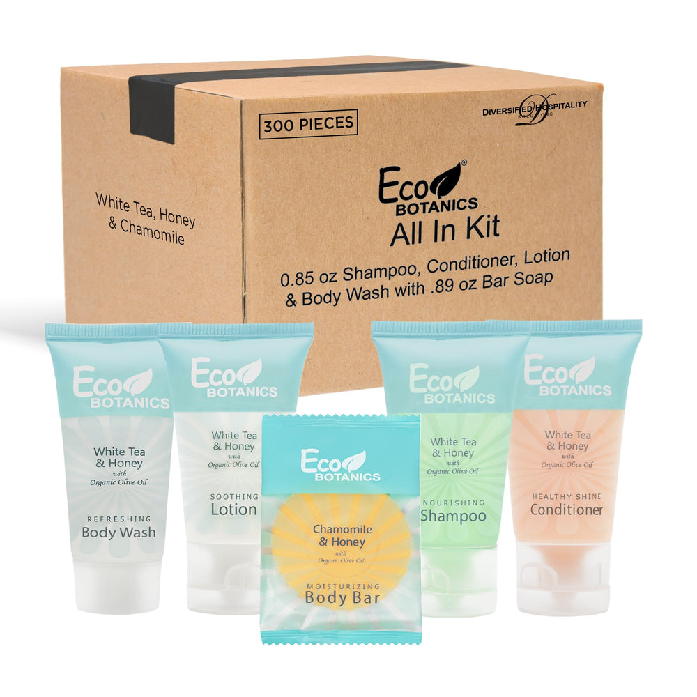 Terra Pure Eco Botanics shampoo bottle delivers spa-like freshness for guests.