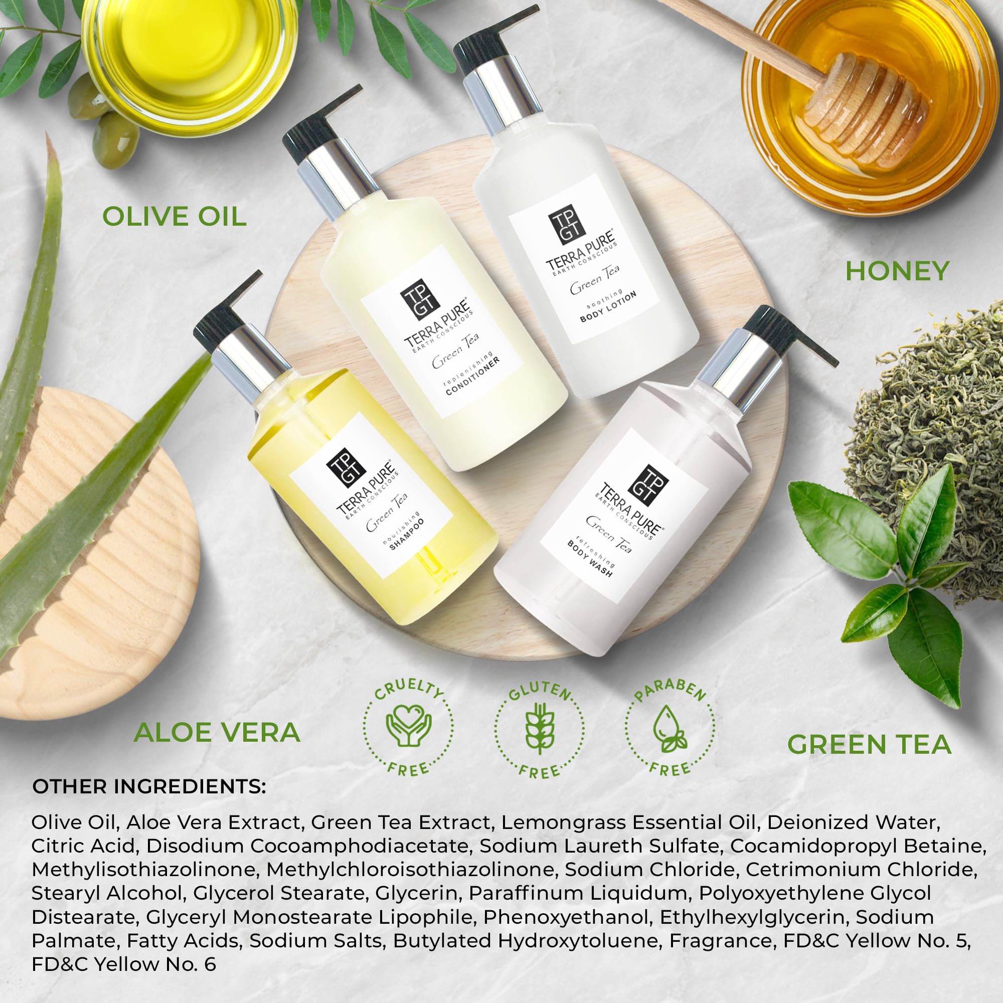 Terra Pure Ecobox body wash bottle presenting spa-like shower experience.