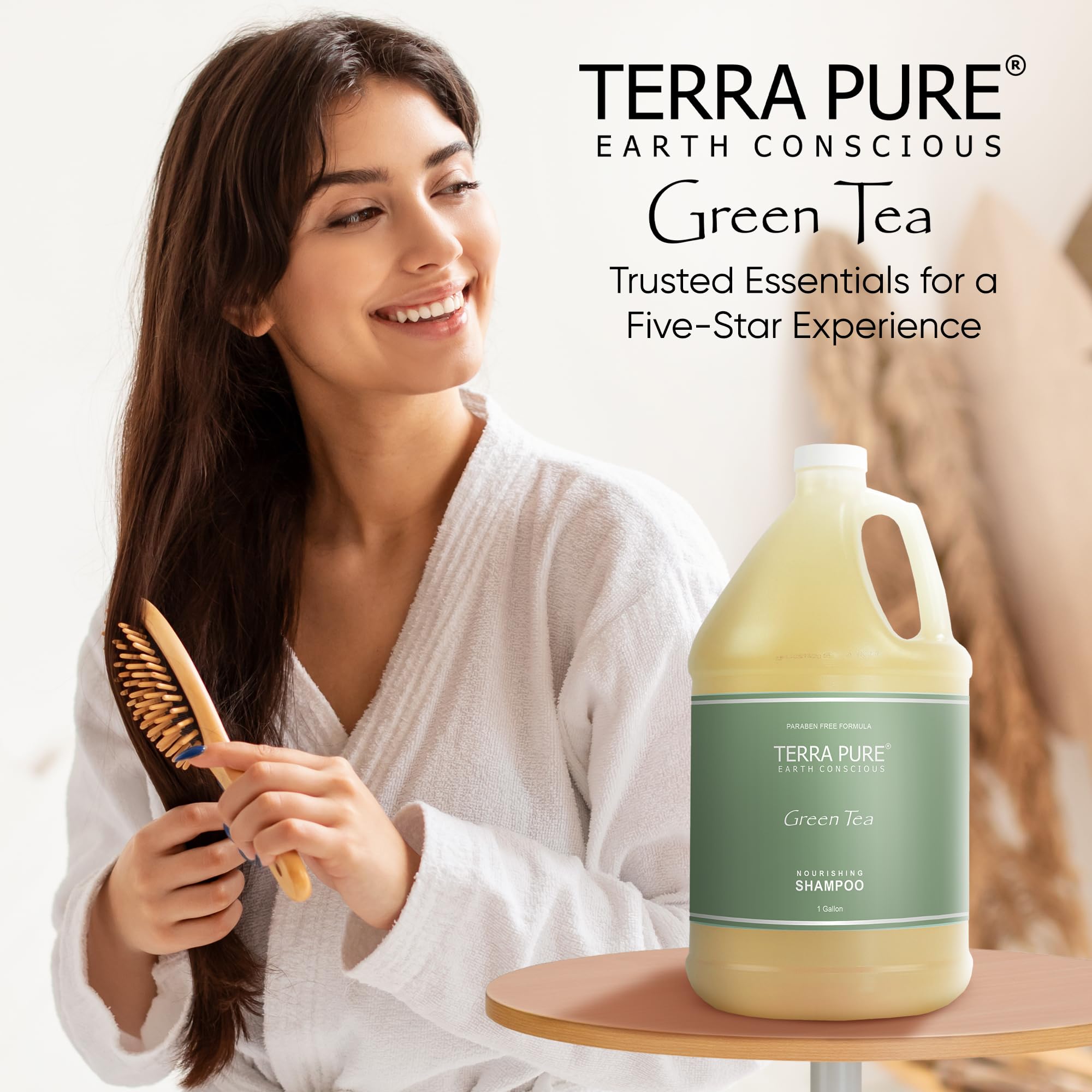 Terra Pure gallon with pump prepared for quick refills in high-traffic spaces.