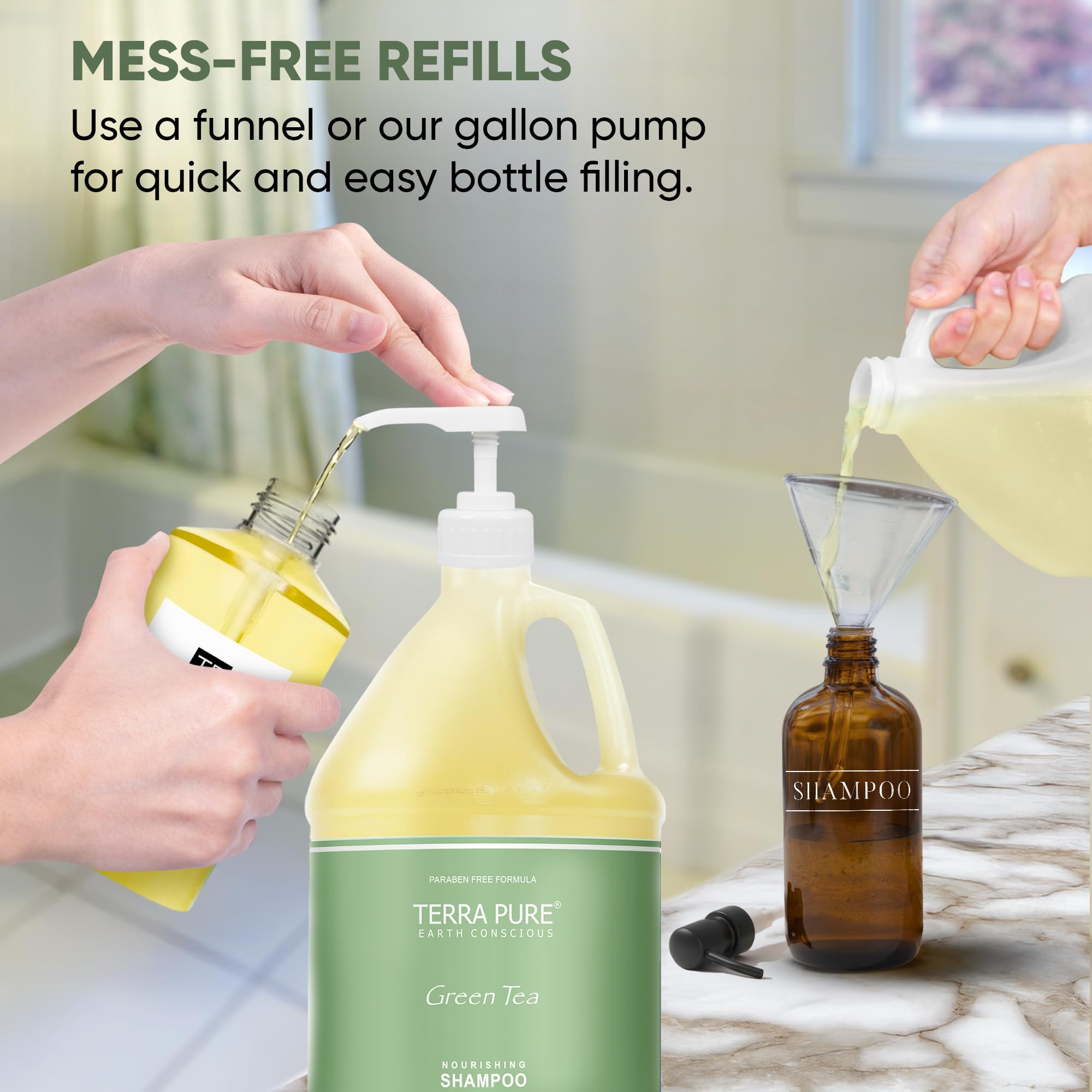 Terra Pure paraben-free label closeup reassuring guest-friendly care.