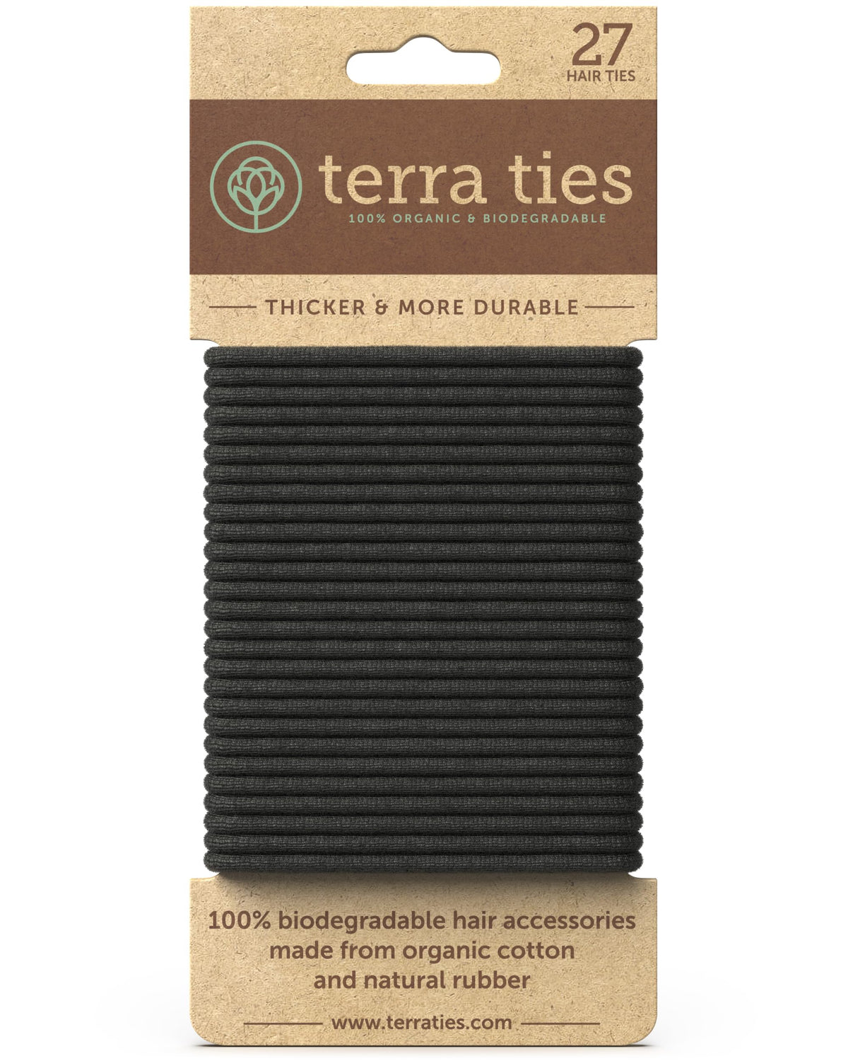 Terra Ties compostable-packaging image highlights plastic-free, eco-friendly packaging.