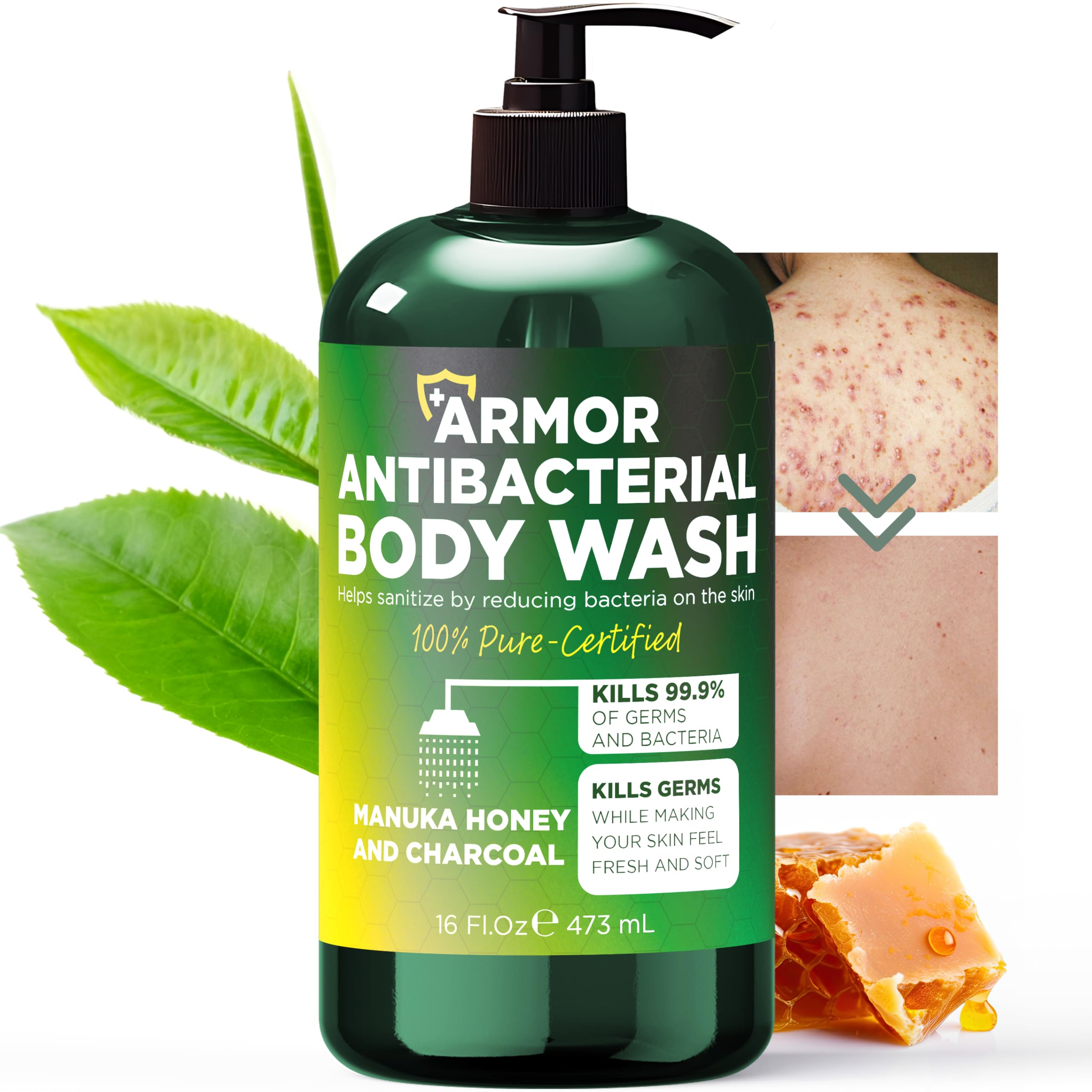 Terramed Just Think Comfort antibacterial body wash bottle front for daily freshness and germ protection.
