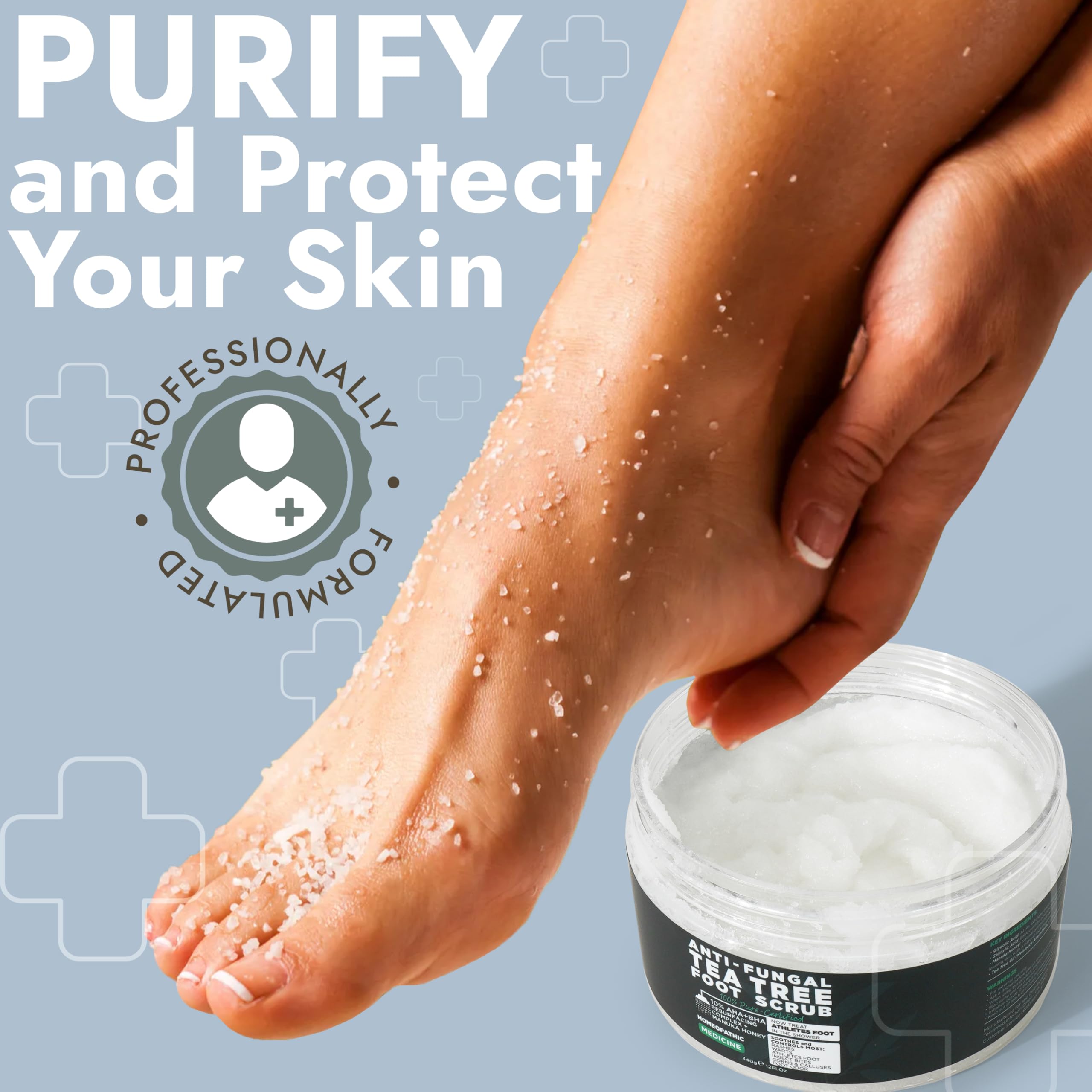 Terramed Just Think Comfort foot odor-fresh cleansing benefits shown.