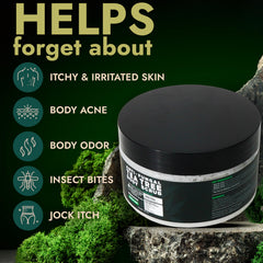 Terramed Just Think Comfort tea tree oil ingredient close-up for natural skin refreshment.
