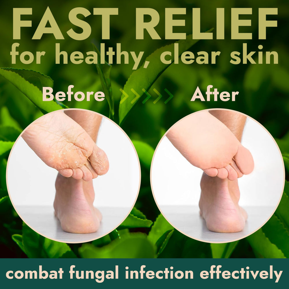 Terramed Just Think Comfort tea tree oil purifying action visible in scrub.