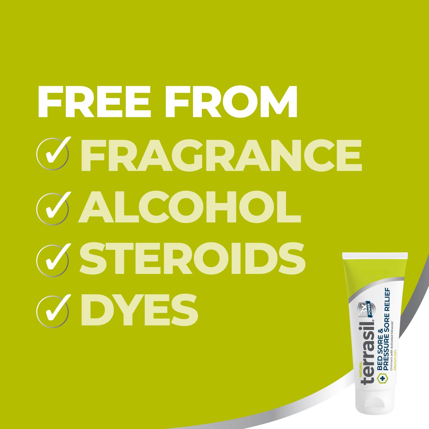 Terrasil bed-sore ingredients beeswax and shea nourish and moisturize the skin.