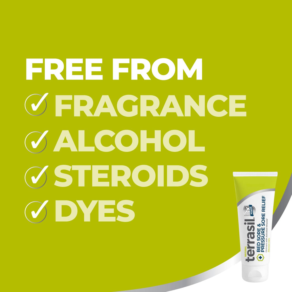 Terrasil bed-sore ingredients beeswax and shea nourish and moisturize the skin.