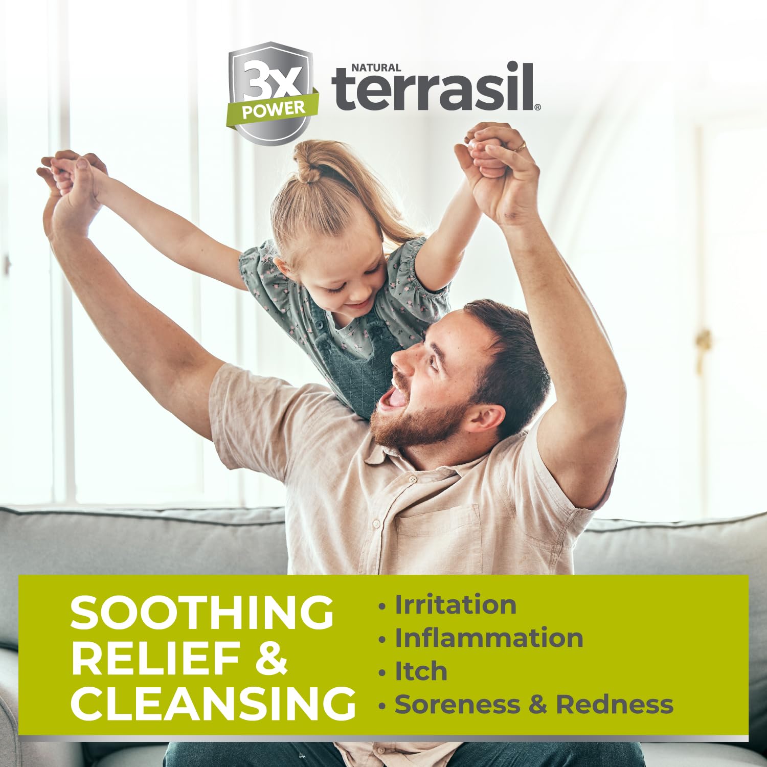 Terrasil Folliculitis Soap packshot highlighting natural ingredients and clean labeling