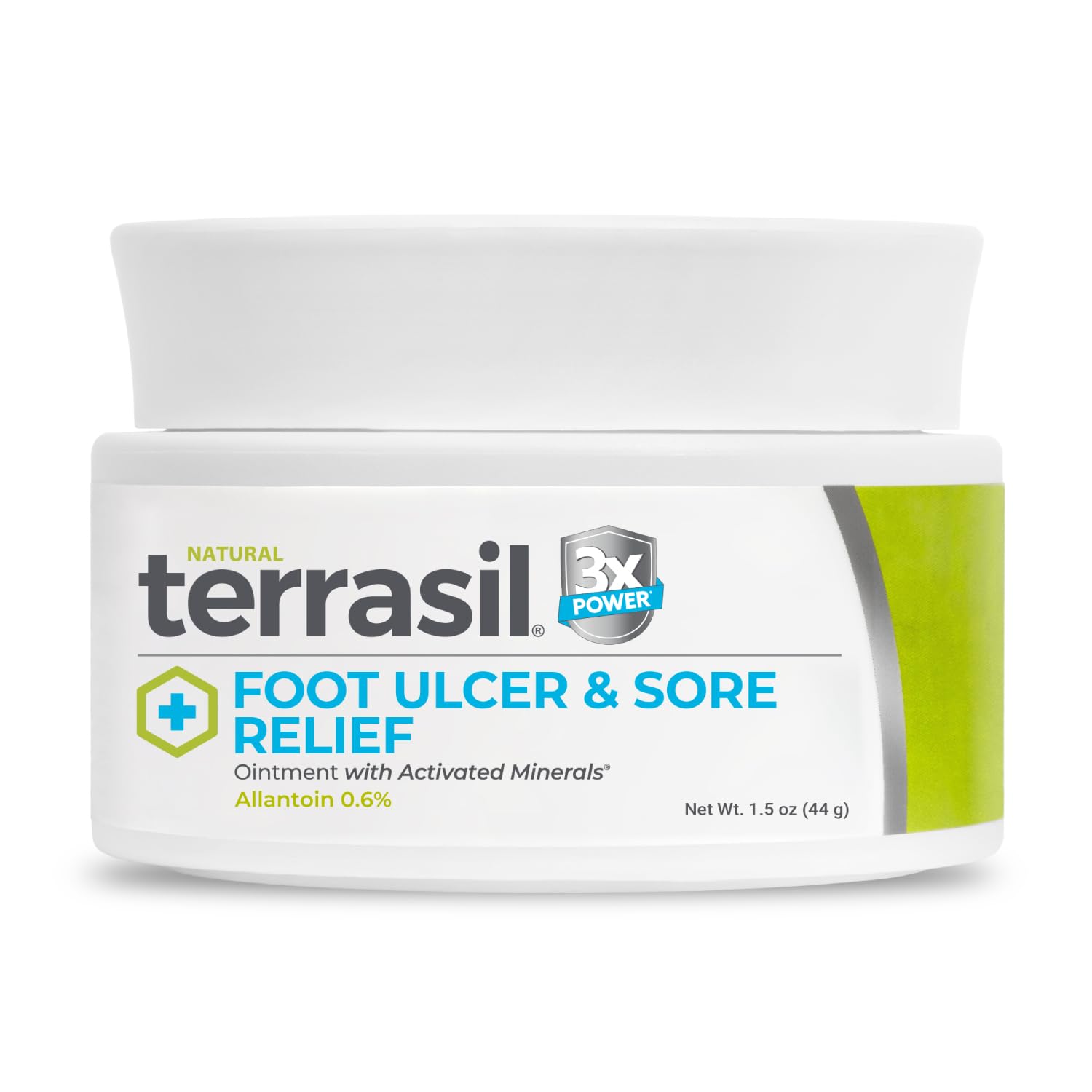 Terrasil Foot Ulcer Cream being applied to the foot for soothing relief.