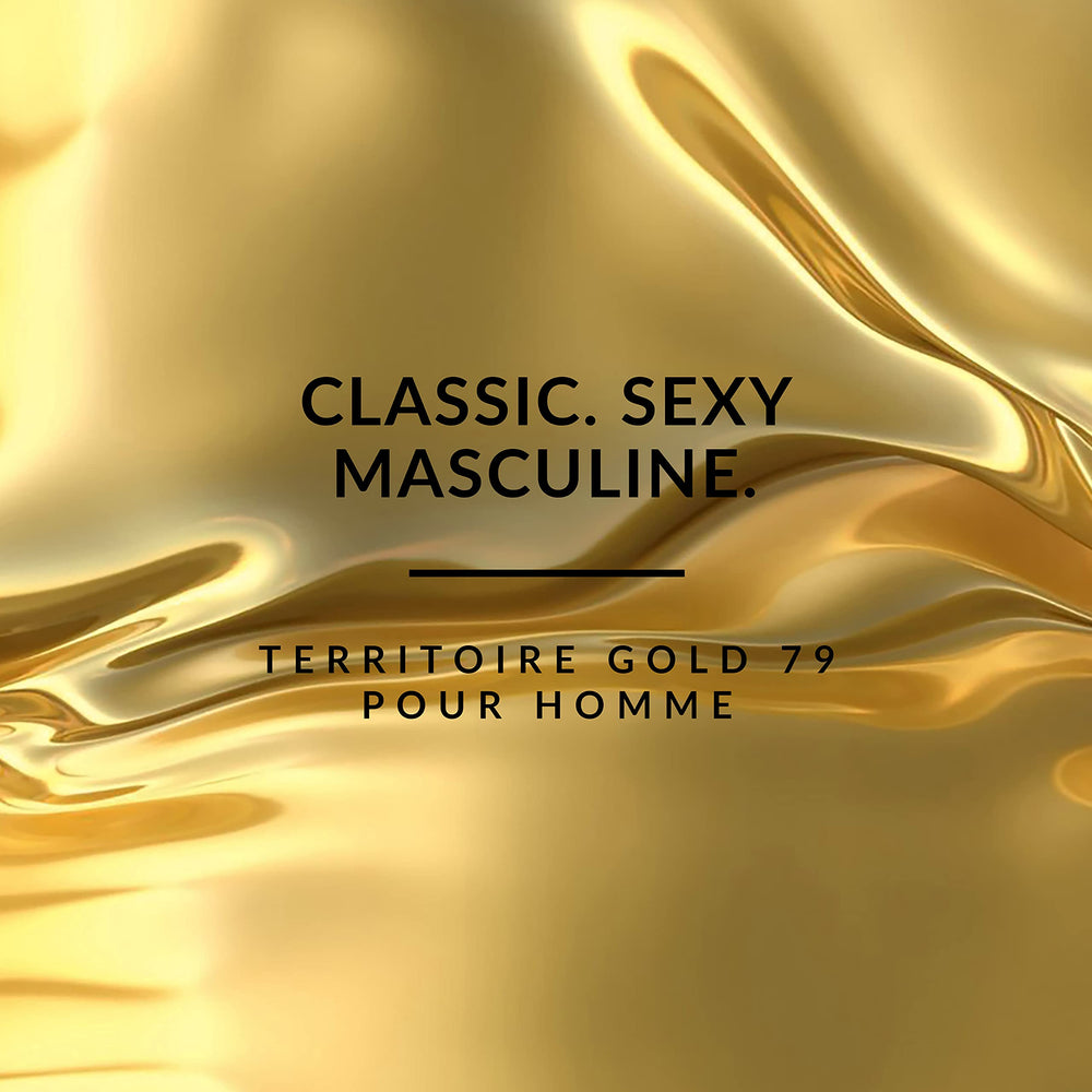 Territoire Gold 79 bottle side view highlights refined luxury for evening occasions.