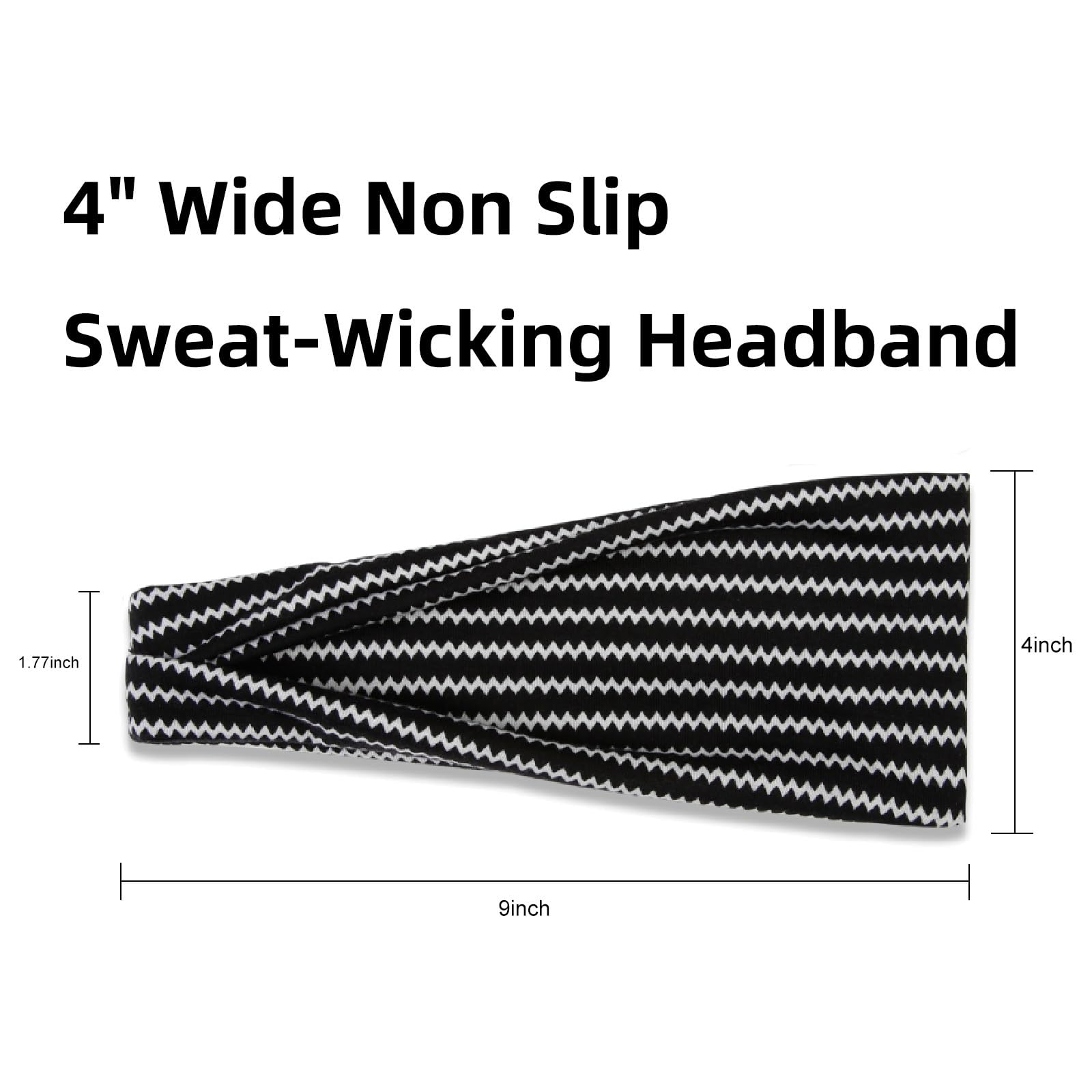 TERSE headbands non-slip 4in wide wearing look shows secure hair during workouts.