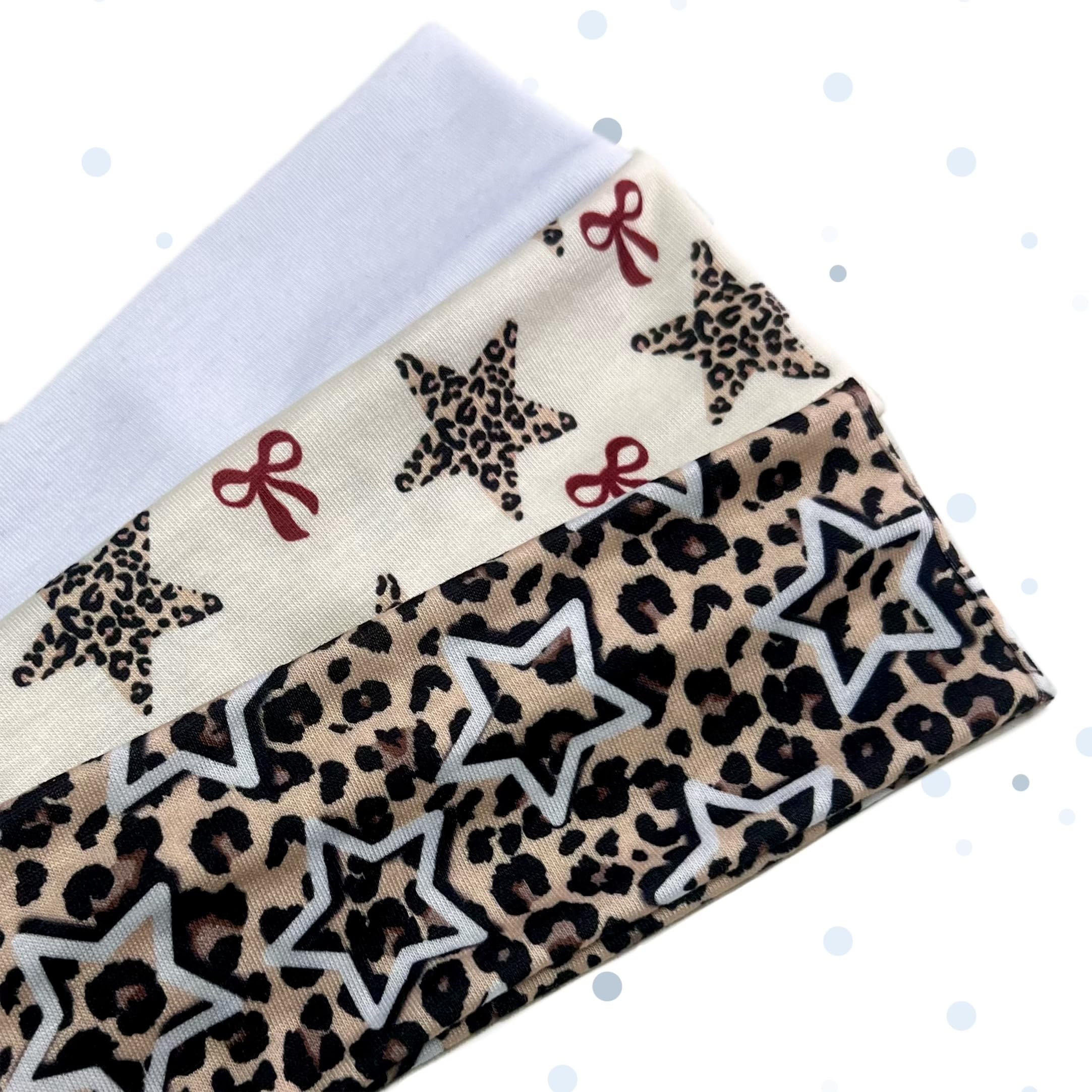 TERSE leopard headband fabric closeup shows soft-stretch cotton for active wear.