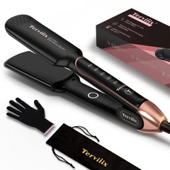 Terviiix flat iron arc-design with 3D floating plates for snag-free straightening.