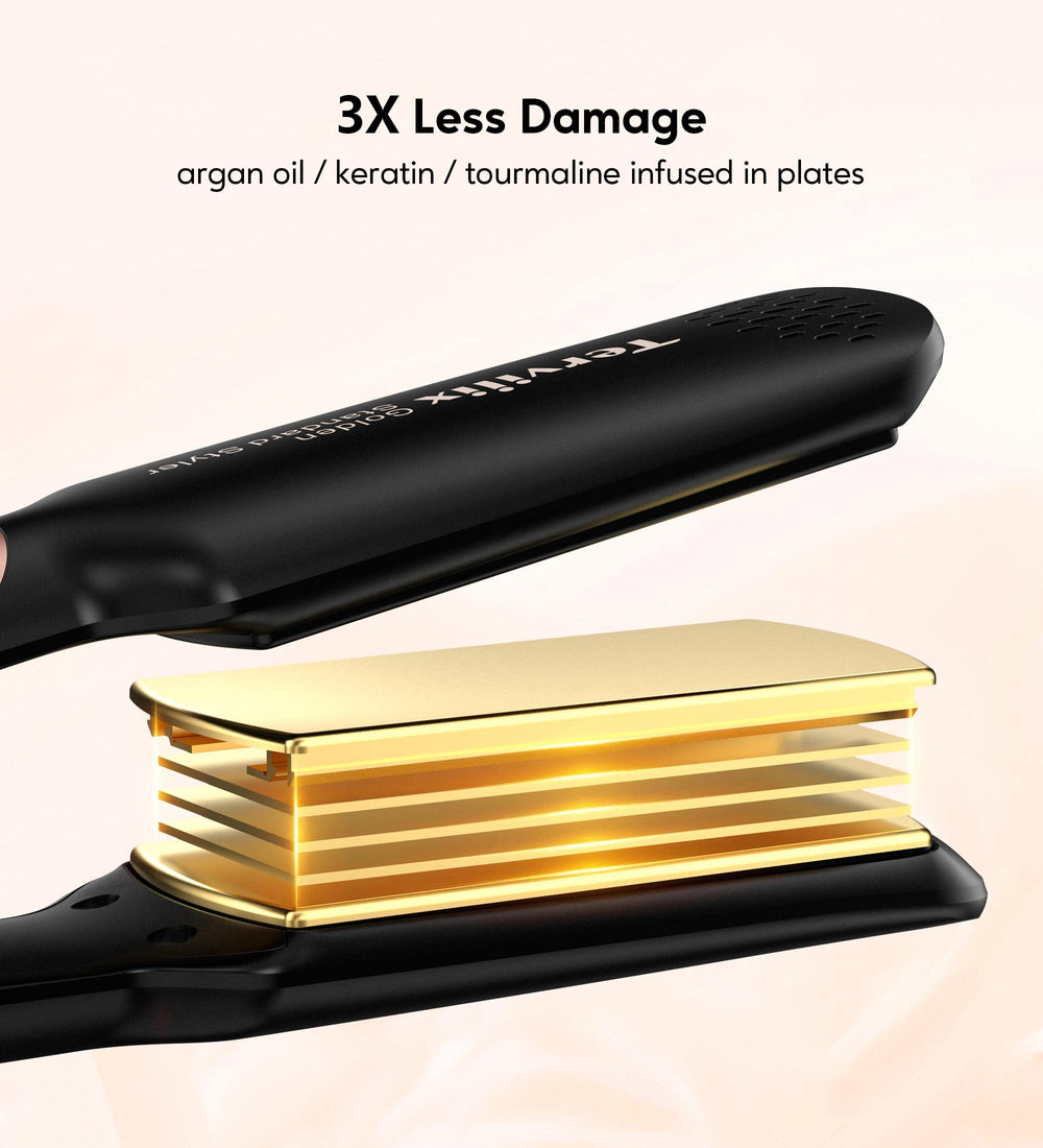 Terviiix ceramic tourmaline-infused plates deliver smooth finish and reduced frizz.