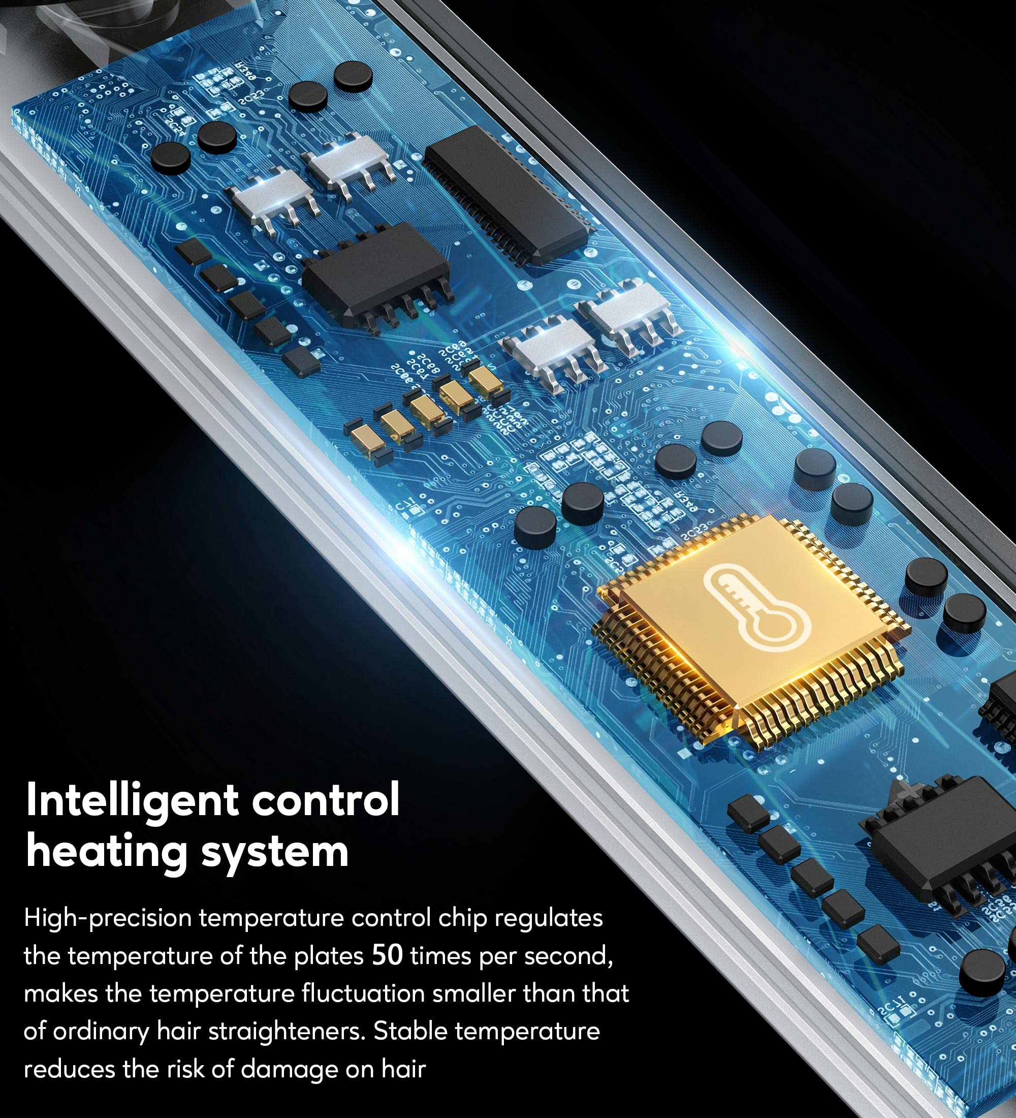 Terviiix adjustable heat control enables tailored styling across hair types.
