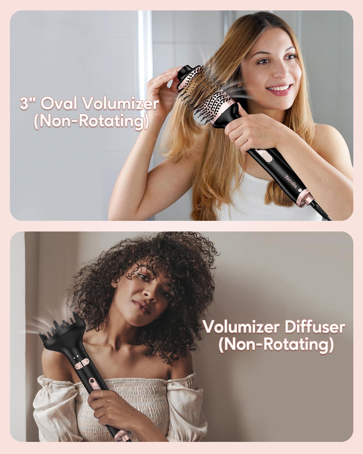 Terviiix oval volumizer brush showing root lift and shine.