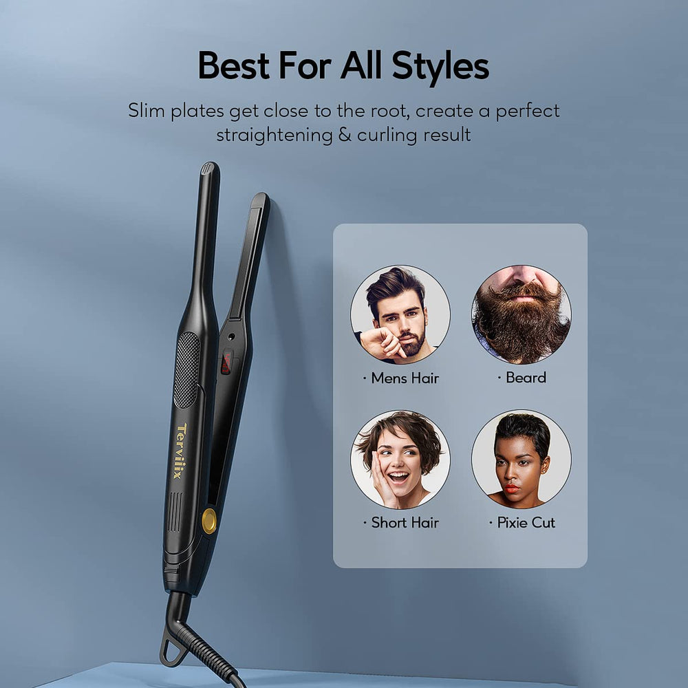 Terviiix Pencil Flat Iron auto shut-off emphasizes safe use when unattended.