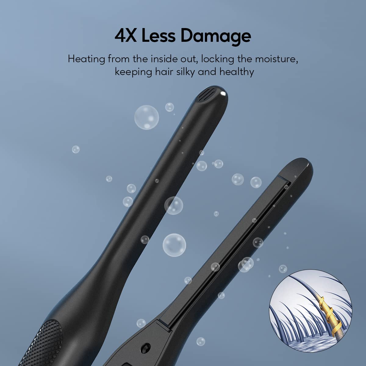 Terviiix Pencil Flat Iron showing fast heat-up to ready in seconds for quick styling.