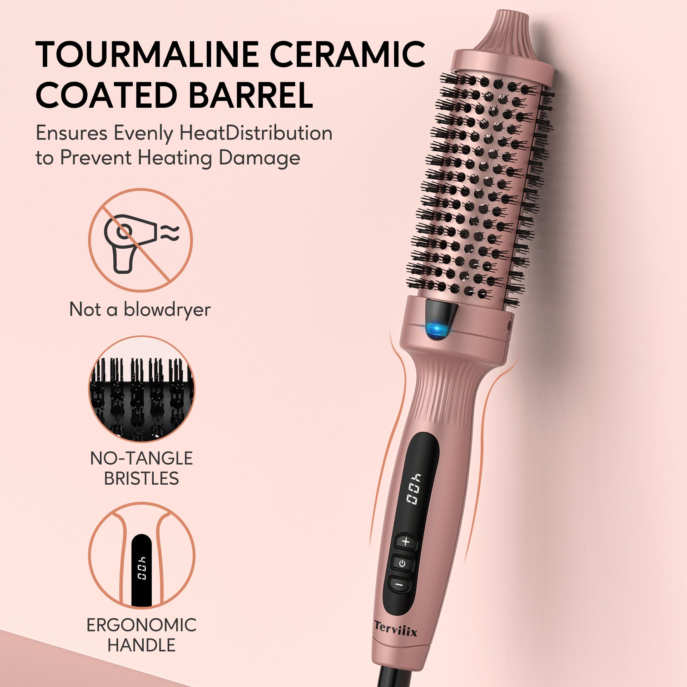 Terviiix thermal brush anti-scald bristles protect while styling.
