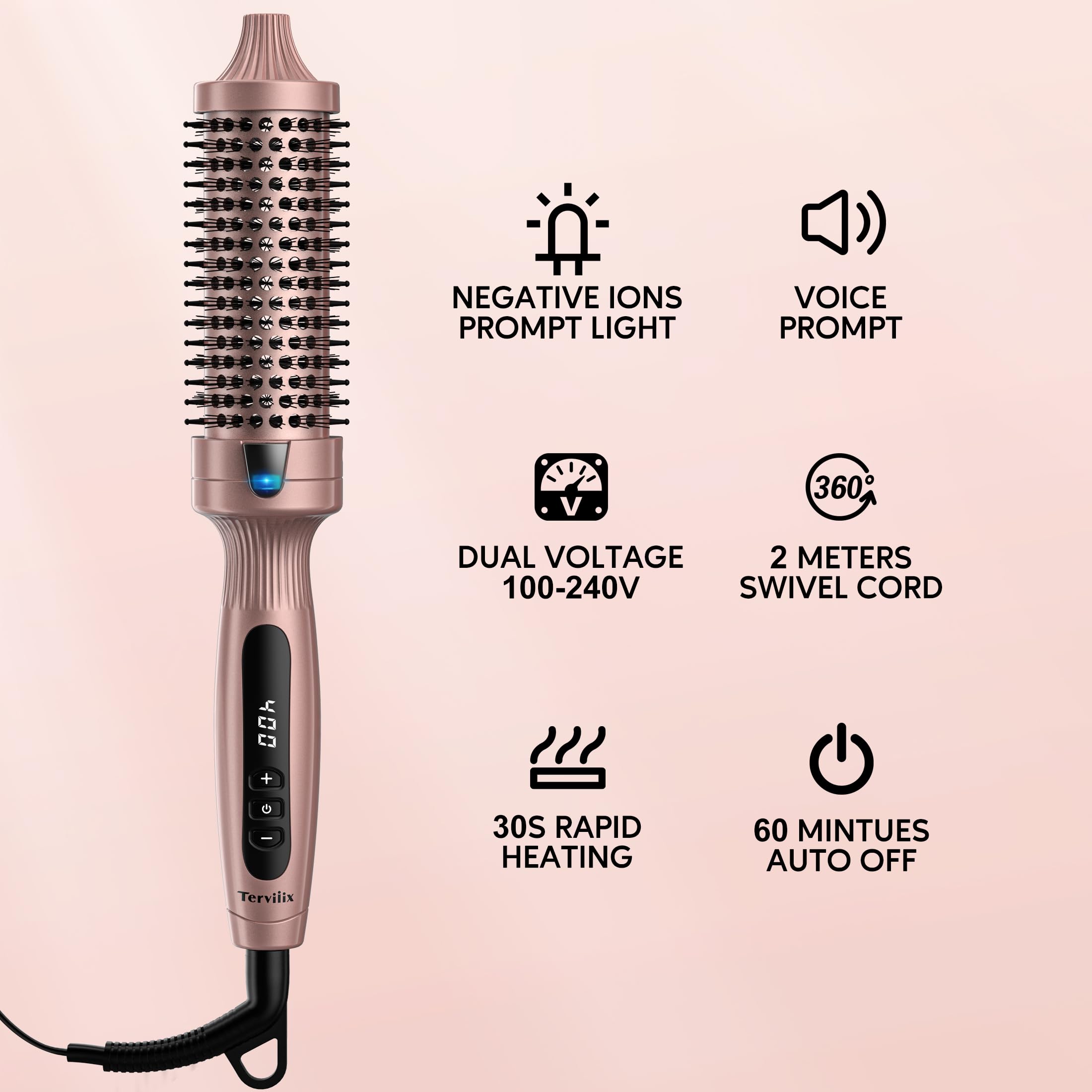 Terviiix thermal brush dual-voltage travel-ready for worldwide styling.